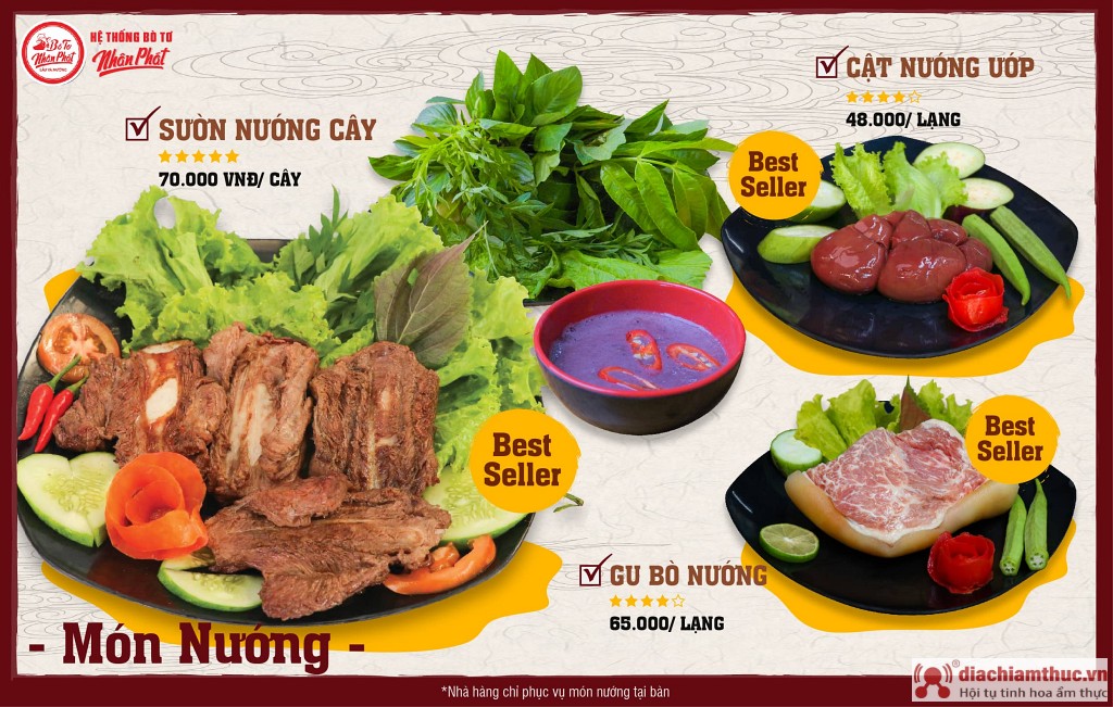 Sườn cây nướng tại Bò Tơ Nhân Phát