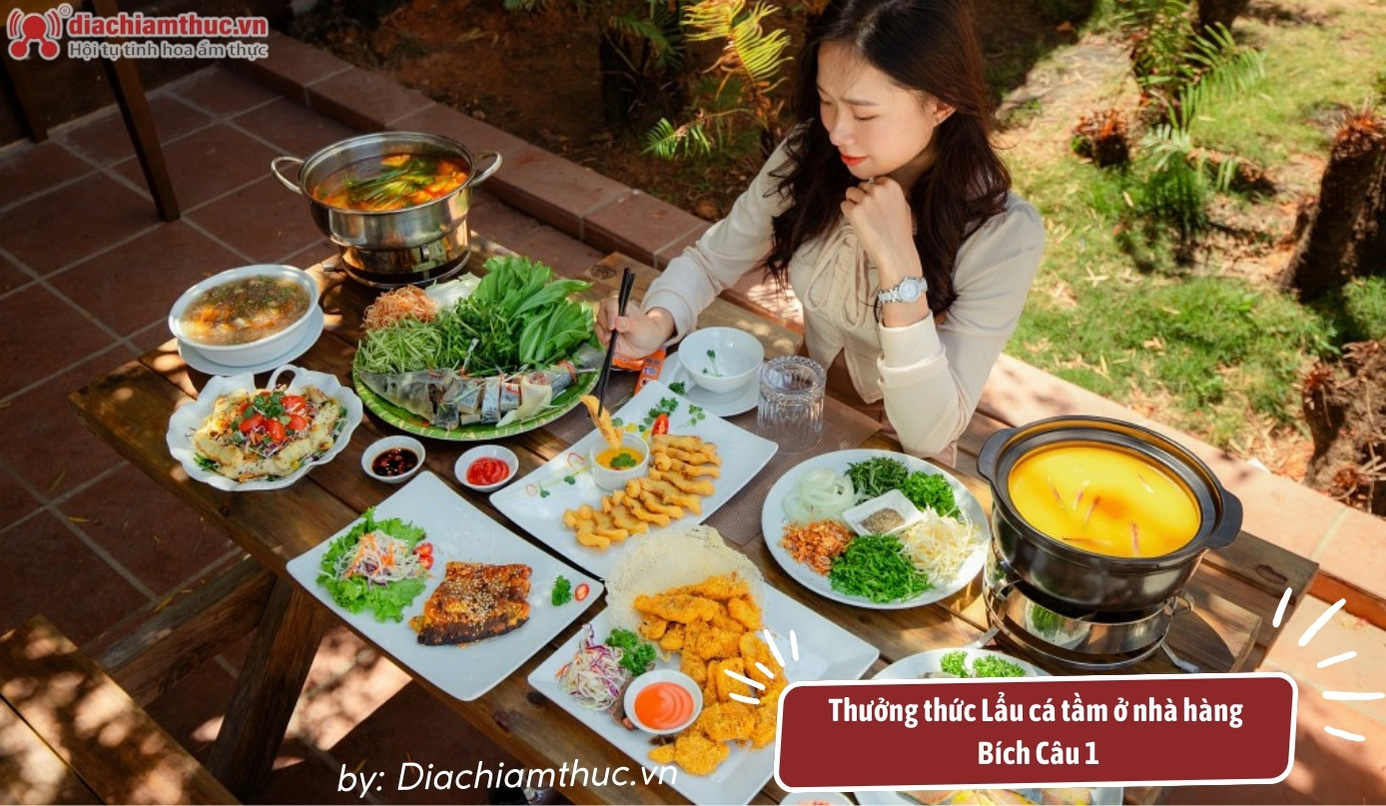 Nồi lẩu cá tầm nóng hổi đậm đà hương vị tươi ngon ở Bích Câu 1 Restaurant