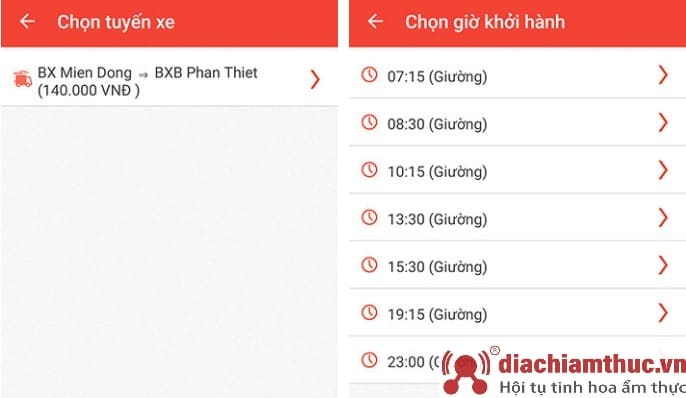 tìm chọn chuyến xe Phương Trang
