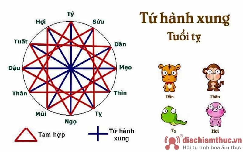 Tứ hành xung dần thân tỵ hợi