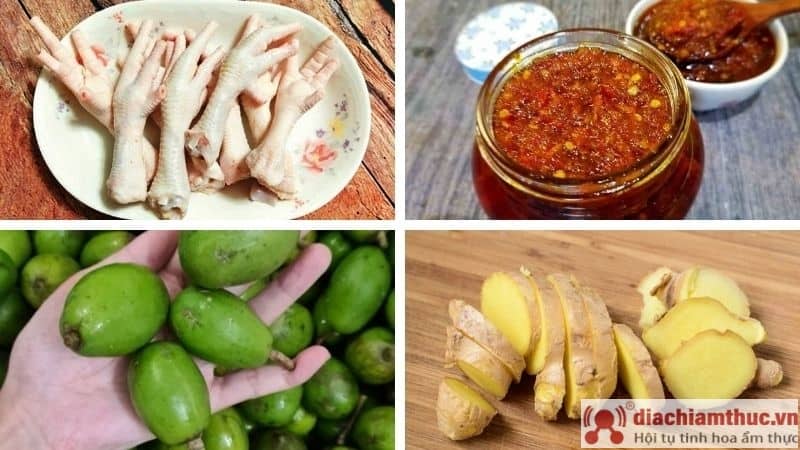 Nguyên liệu làm chân gà sả tắc cóc non